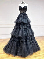 Adelyn |A-Line Sweetheart Tiered Long Tulle Prom Dress by KissProm