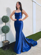 Backless Navy Sweetheart Long Prom Dress by KissProm