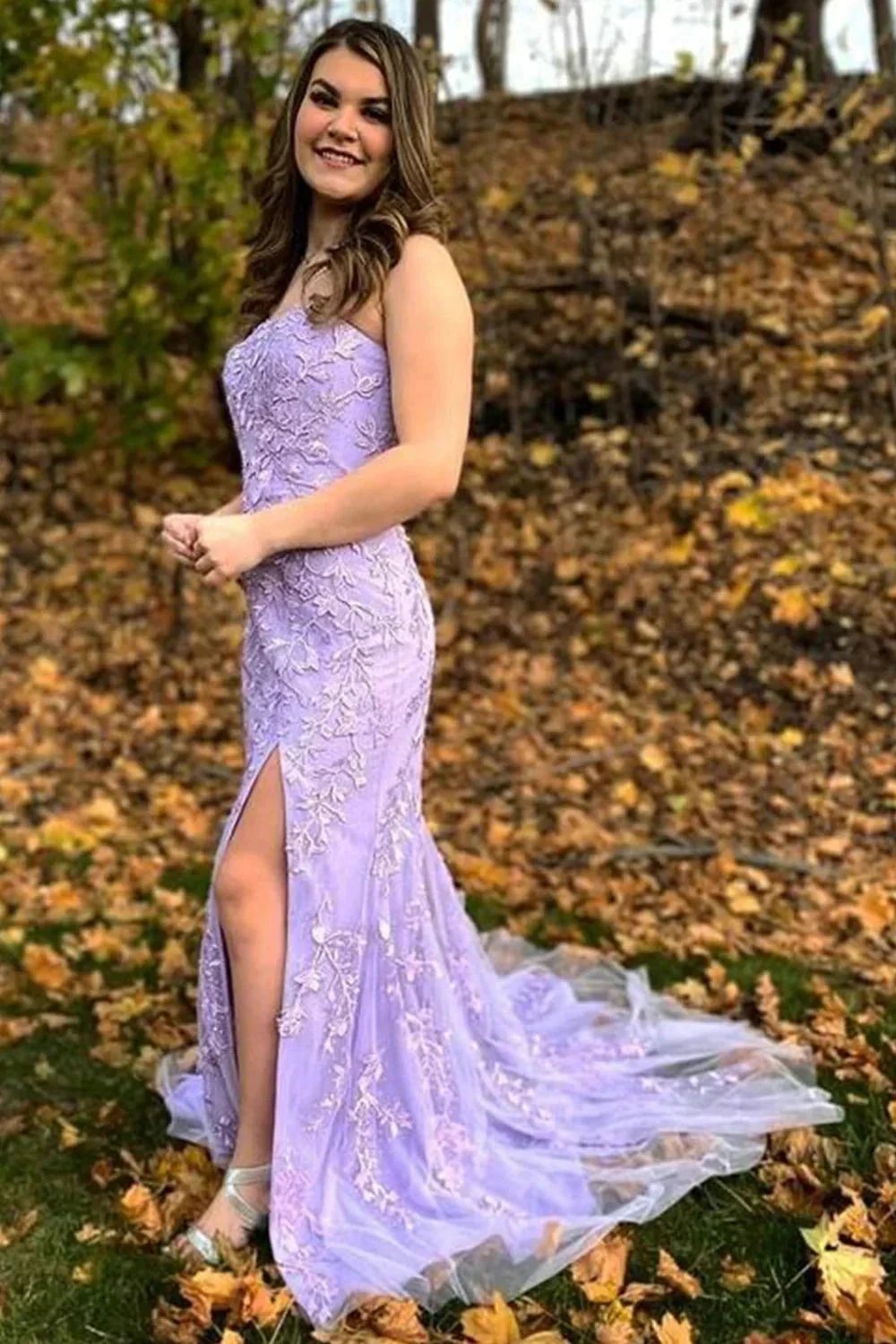 Camryn |Mermaid Strapless Lace Long Prom Dress with Slit by KissProm