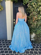 Charlee |A-Line One Shoulder Sequins Prom Dress with Pockets by KissProm