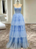 Presley |A-Line Spaghetti Straps Tulle Long Prom Dress by KissProm