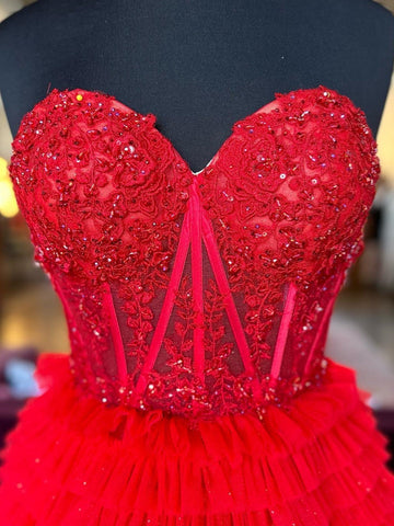 Adelyn | Langes Ballkleid aus Tüll mit Herzausschnitt in A-Linie