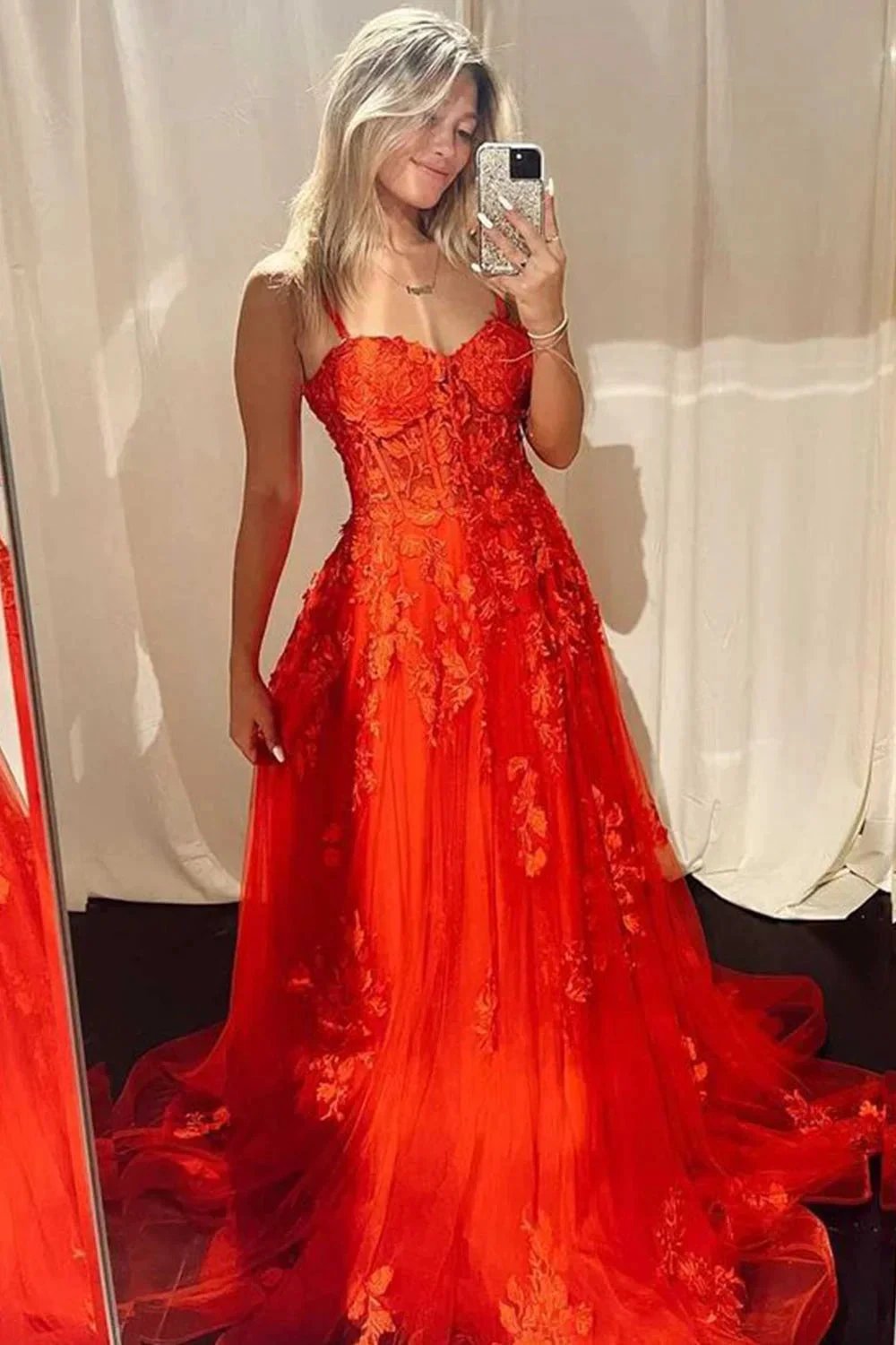 Mariana |A-line Sweetheart Lace Tulle Prom Dress with Slit by KissProm