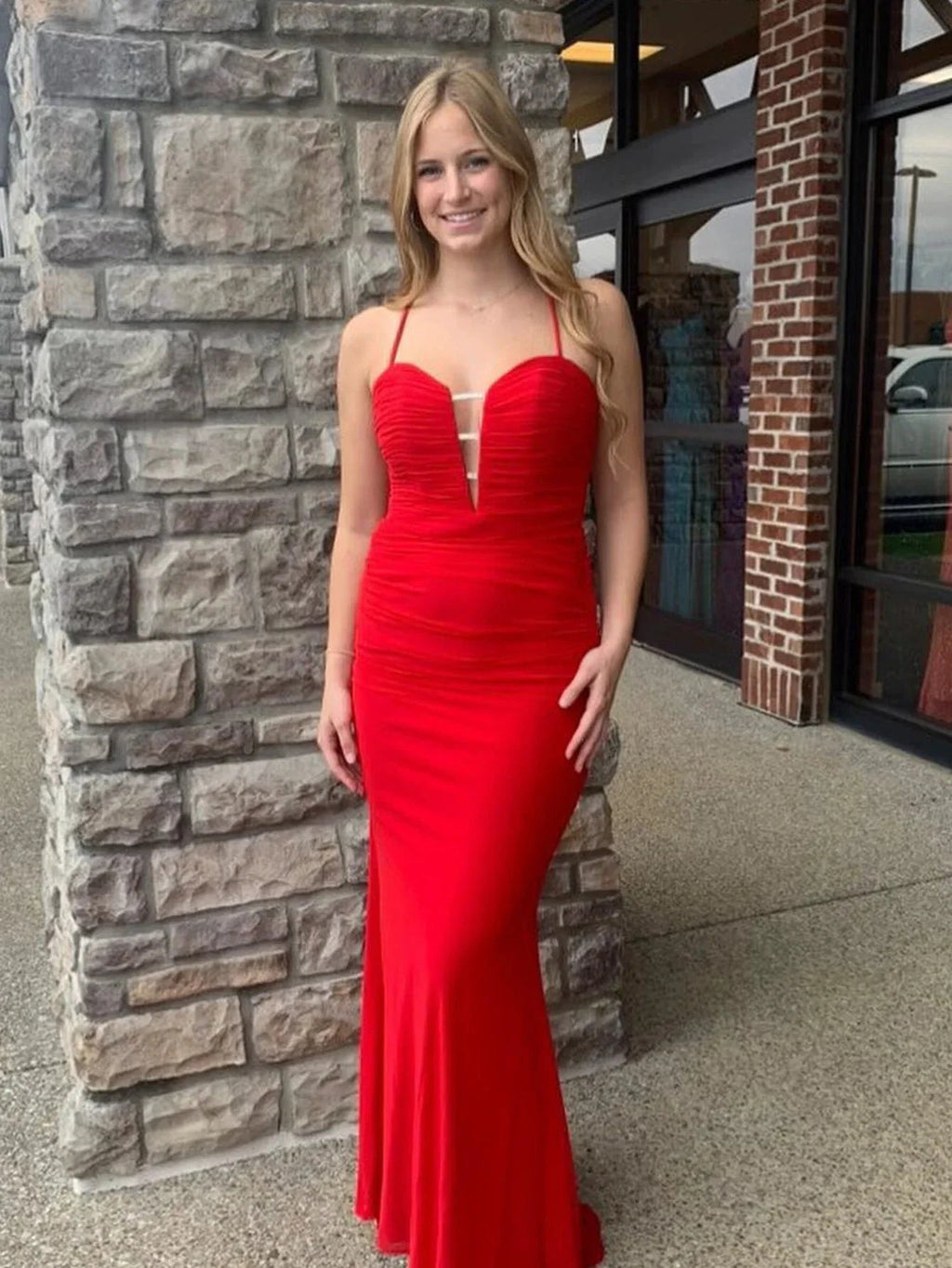 Red Sweetheart Neck Backless Cutout Mermaid Long Prom Dress by KissProm