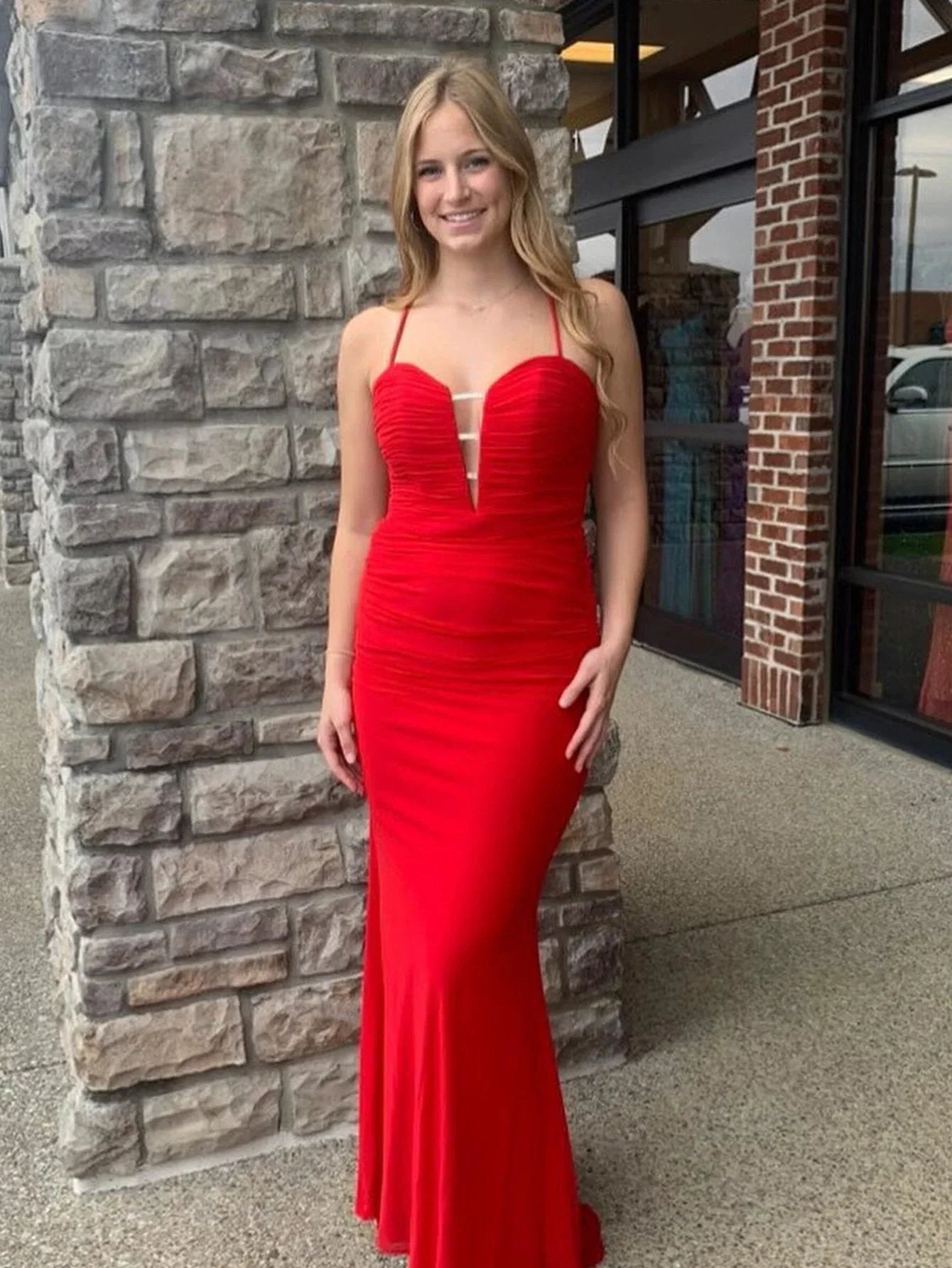 Red Sweetheart Neck Backless Cutout Mermaid Long Prom Dress by KissProm