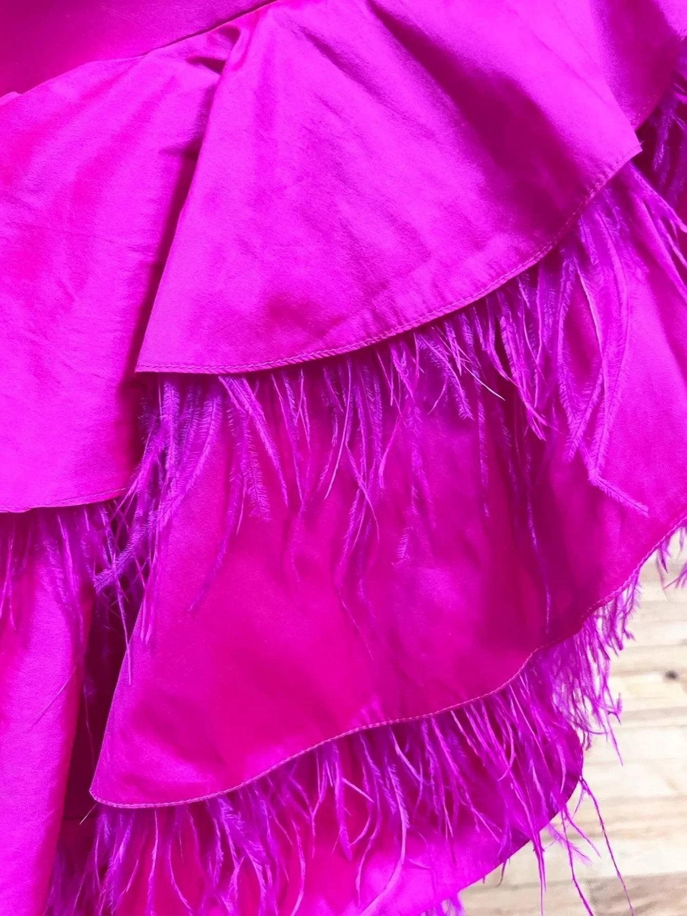 Fuchsia A Line V Neck Irregular Long Prom Dress by KissProm