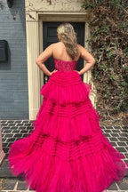 Adelyn |A-Line Sweetheart Tiered Long Tulle Prom Dress by KissProm