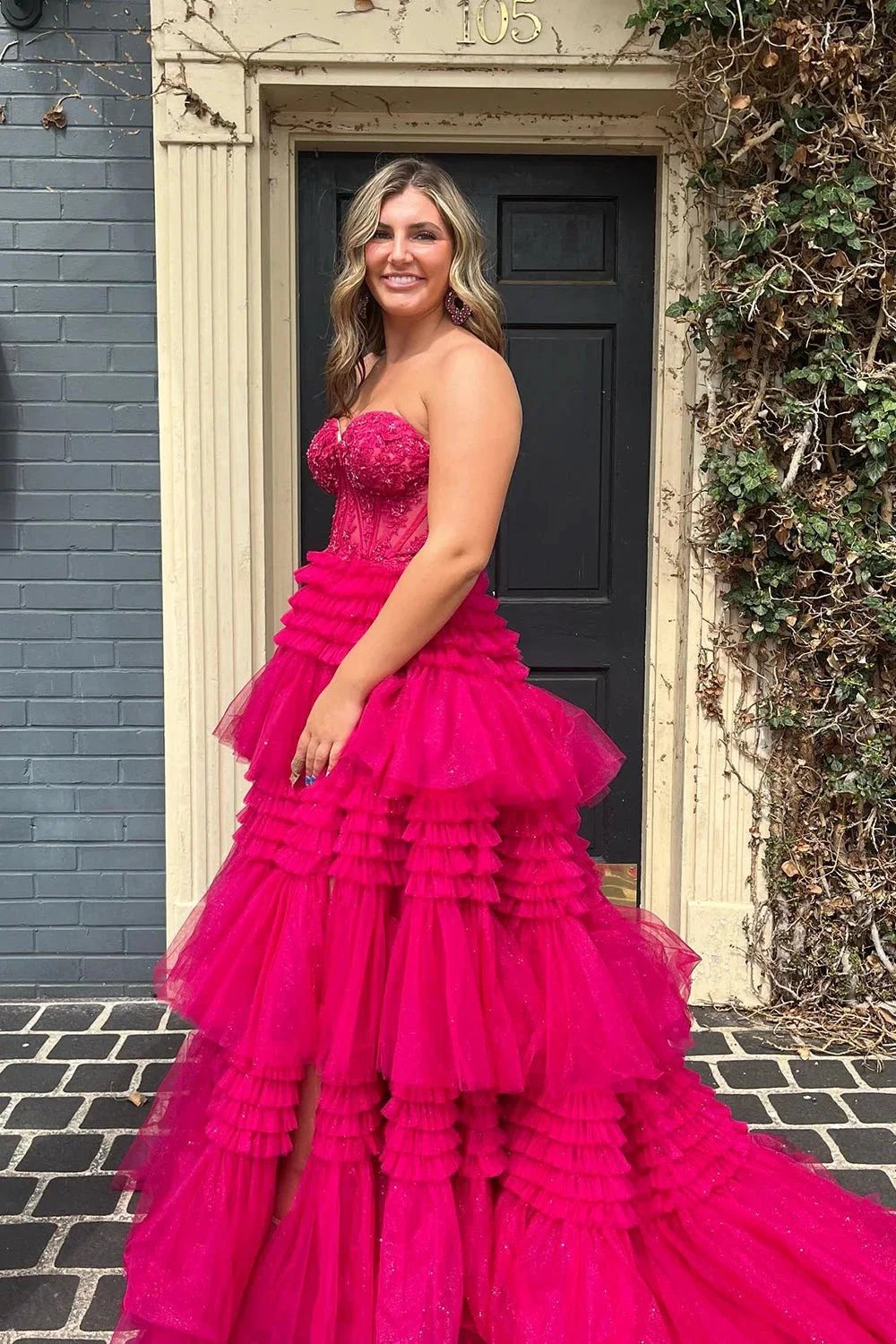 Adelyn |A-Line Sweetheart Tiered Long Tulle Prom Dress by KissProm