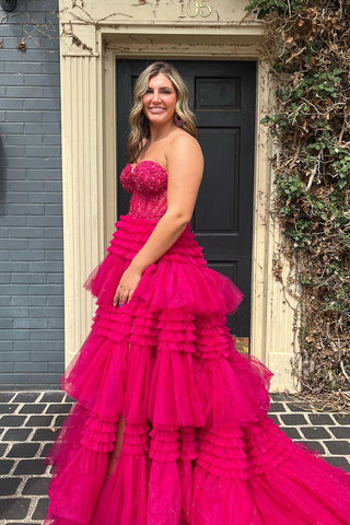 Adelyn | Langes Ballkleid aus Tüll mit Herzausschnitt in A-Linie