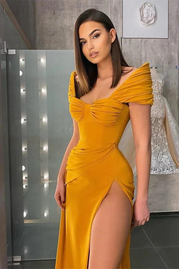 Off-the-Shoulder Mermaid Long Prom Dress with Slit by BIZTUNNEL