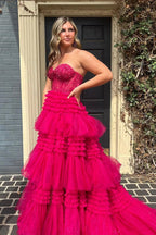Adelyn |A-Line Sweetheart Tiered Long Tulle Prom Dress by KissProm