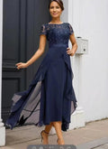 Tibetan blue lace chiffon dress by ZAPDRESS