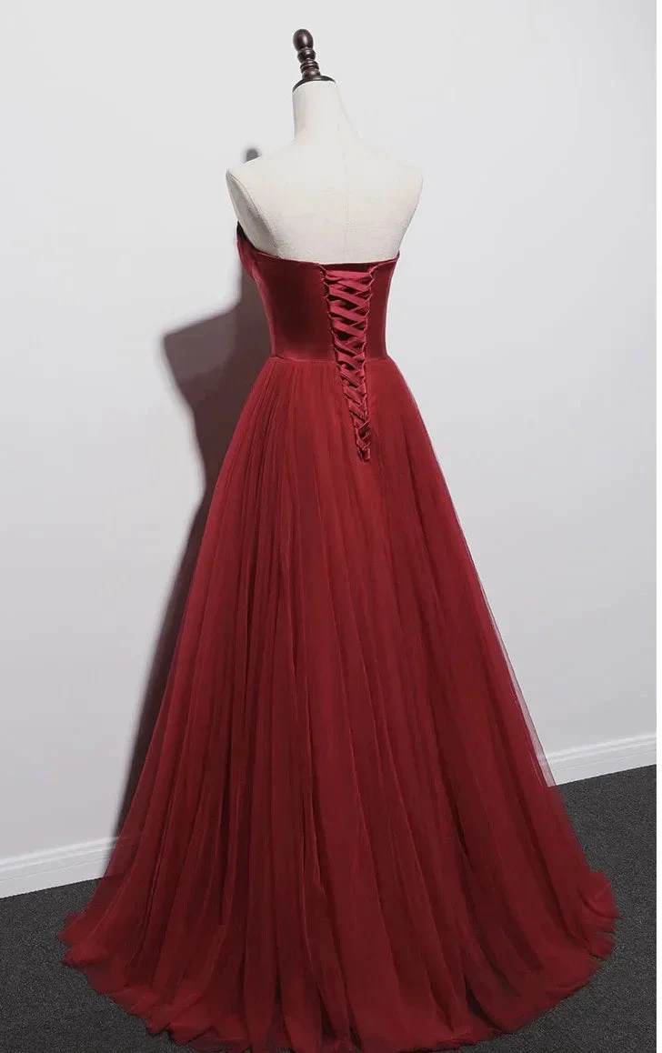 Strapless prom dress,red party dress,charming wedding dress Y1298 by simplepromdress