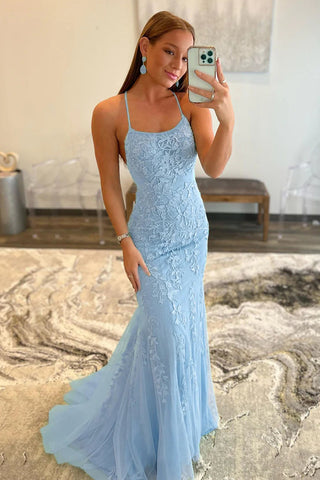 Lucille | Vestido de fiesta de encaje con tirantes finos y corte sirena