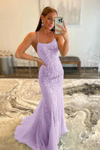 Lucille |Mermaid Spaghetti Straps Lace Prom Dress by KissProm
