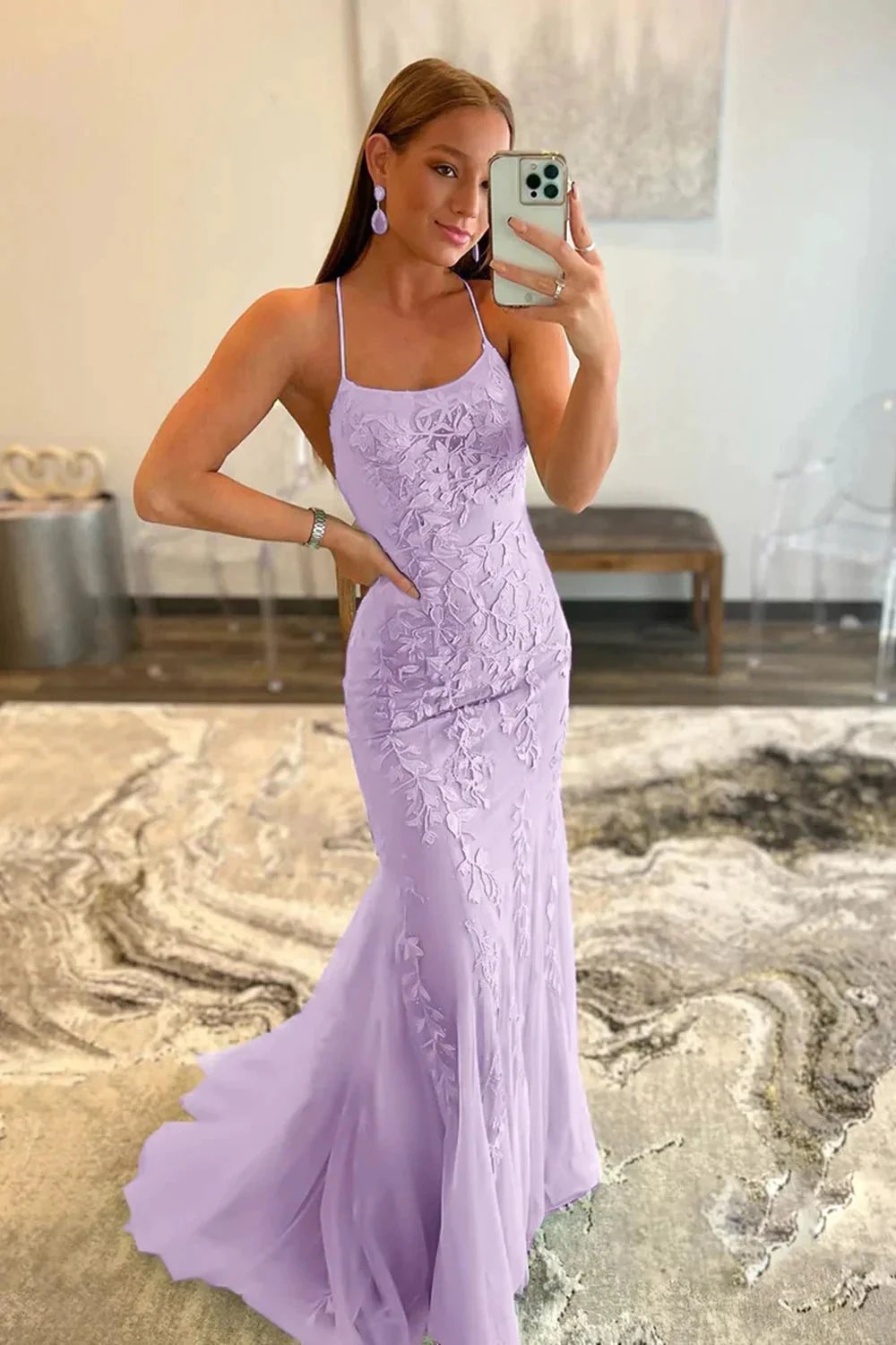 Lucille |Mermaid Spaghetti Straps Lace Prom Dress by KissProm