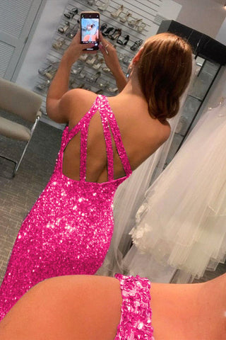 Aurelia | Langes Ballkleid mit glitzernden schwarzen Pailletten und Schlitz