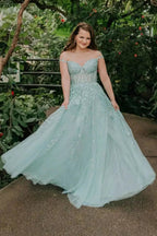 Mariana |A-line Sweetheart Lace Tulle Prom Dress with Slit by KissProm