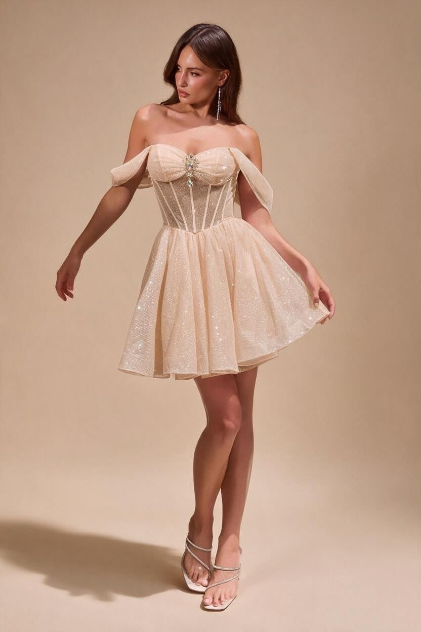 Short Off Shoulder A-line Dress