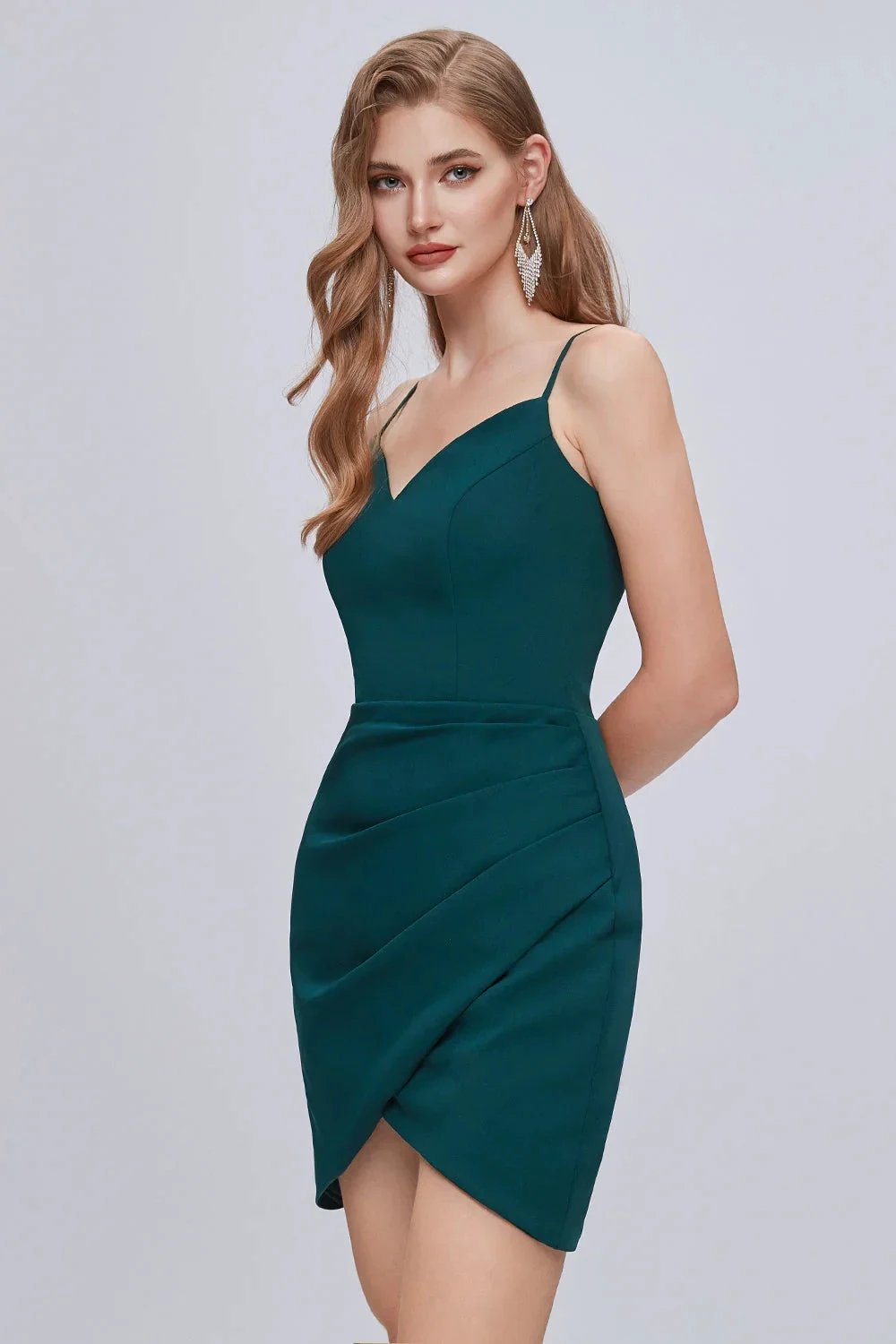 Chic V Neck Spaghetti Strap Lace Up Short Homecoming Dresses by Cicinia