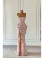 Elegant Dress Formal Prom Floor Length Sleeveless Strapless Sequined with Glitter Sequin Prom Dresses by Aabei Dress