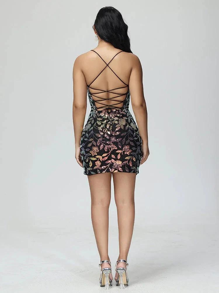 Chic Sleeveless Spaghetti Straps Lace Mini Homecoming Dress by Cicinia
