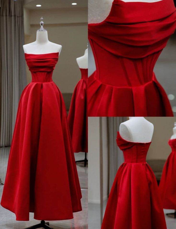 Stylish Flat Neck Satin Backless Pleated Floor Length A Line Evening Gown Prom Dress Y6815
