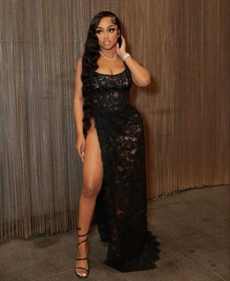 Sexy Black Lace See-through Long Evening Dress Y4235 by simplepromdress