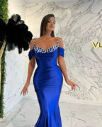 Long Mermaid Spaghetti Straps Sweetheart Satin Evening Prom Dress by BIZTUNNEL