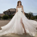 Sweetheart Crystal Spaghetti Strap Wedding Dress Elegant Tulle Sleeveless A-Line Bride Party Sexy Backless Trouwjurk by payinti