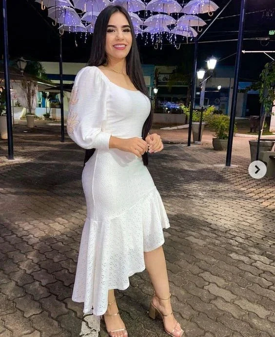 White Long Sleeves Party Gown White Homecoming Dress Y6833 by simplepromdress