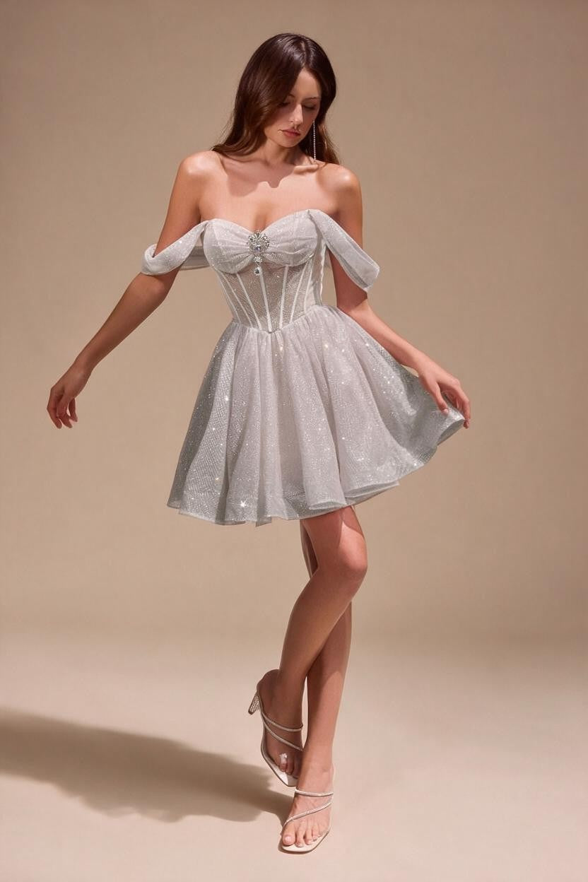 Short Off Shoulder A-line Dress