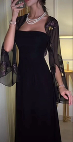 Elegant A Line Black Strapless Long Prom Dress Formal Evening Dress Y7610 by simplepromdress