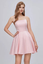 Spaghetti Strap A Line Backless Short Homecoming Dresses by Cicinia