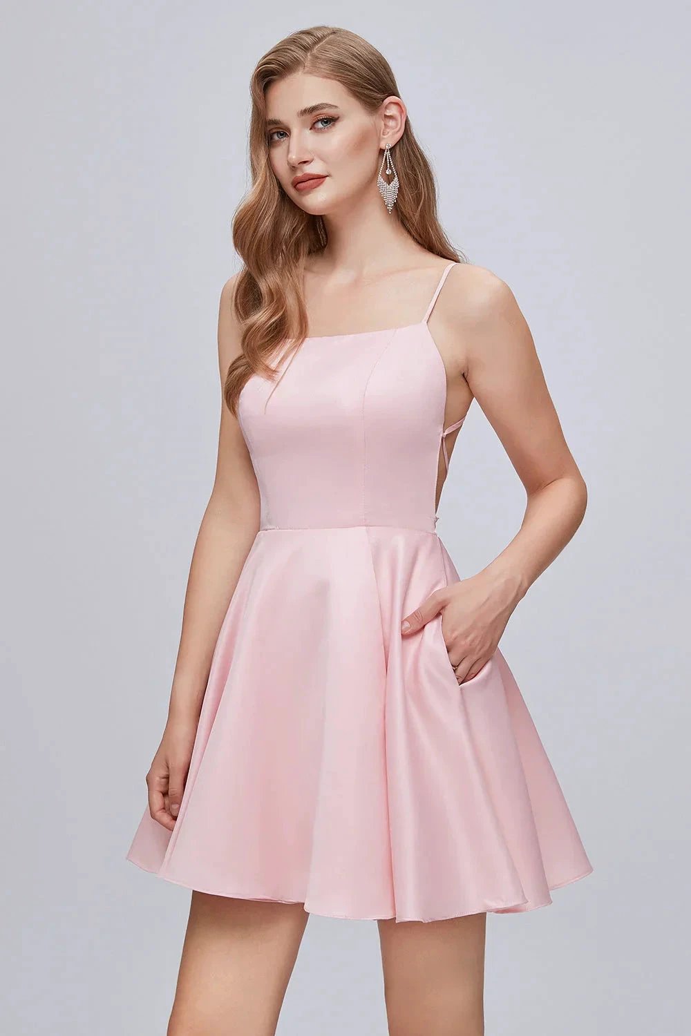 Spaghetti Strap A Line Backless Short Homecoming Dresses by Cicinia