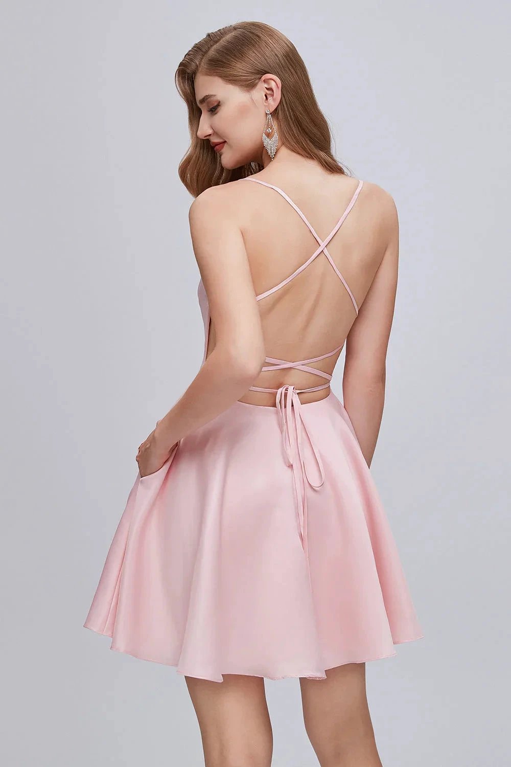Spaghetti Strap A Line Backless Short Homecoming Dresses by Cicinia