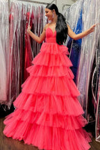 Lavender V-Neck Ruffle Tiered Long Prom Gown by KissProm