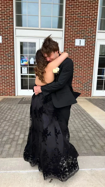 Black A-line V Neck Prom Dress Black Evening Gown Y6517 by simplepromdress