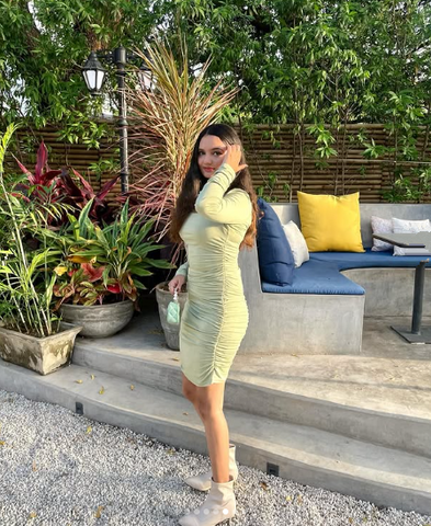 Cute Sage Green Short Homecoming Dress with Long Sleeves Sexy Party Dress Y1913