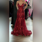 Charming Red Mermaid Lace Appliques Prom Dress,Evening Dress Winter Dance Dress Y4345 by simplepromdress
