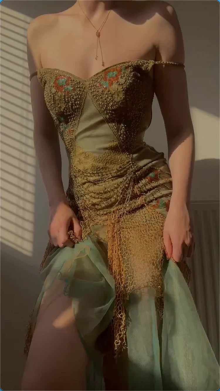 Unique Off The Shoulder Chiffon Tulle Prom Dress Long Mermaid Evening Dress Y8301 by simplepromdress