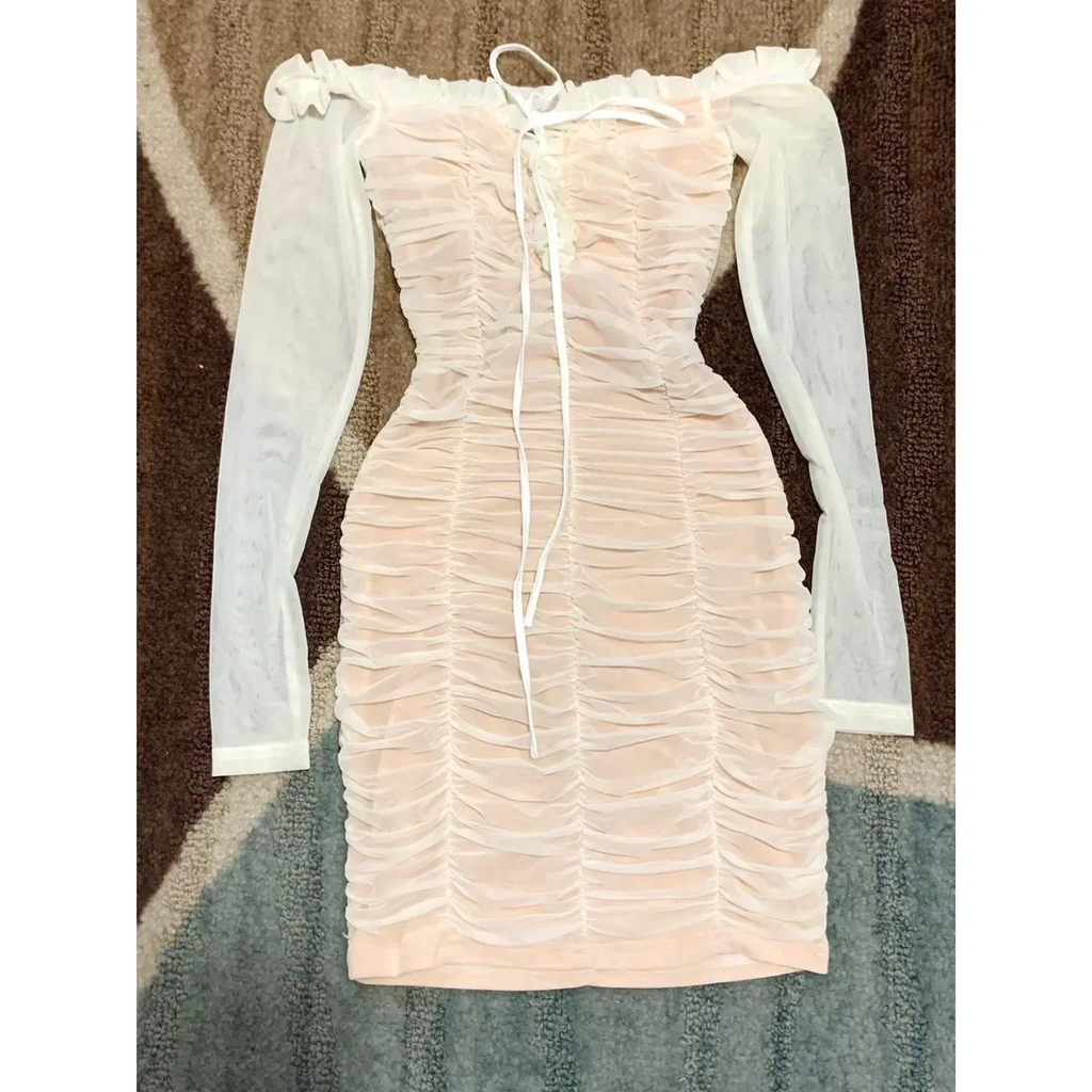 Mesh Off Shoulder Mini Dress Sexy Homecoming Dress Y2961 by simplepromdress