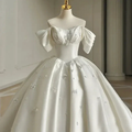 Heavy Industry Luxury Satin Tail Wedding Dress Y6858 by simplepromdress