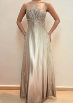 Fashion Spaghetti Straps Satin Tulle Beaded Prom Dress A Line Party Evening Gown Y8139 by simplepromdress