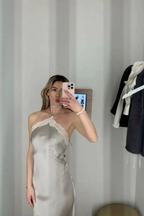 Sexy Halter Satin Lace Party Evening Dress Y8169 by simplepromdress