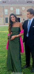 Simple Green Satin Strapless Sheath Long Prom Evening Dress Y8322 by simplepromdress