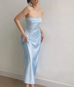 Elegant Blue Strapless Sheath Prom Dress Blue Evening Dress Y6420 by simplepromdress