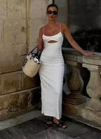 White Spaghetti Straps Long Evening Dress Formal Dress Y7201 by simplepromdress