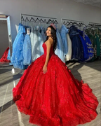 Elegant Red Ball Gown Quinceanera prom Dress For Sweet 16 Y2059 by simplepromdress