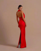 Sleeveless Halter Mermaid Prom Dress with Daring Open Back by BIZTUNNEL